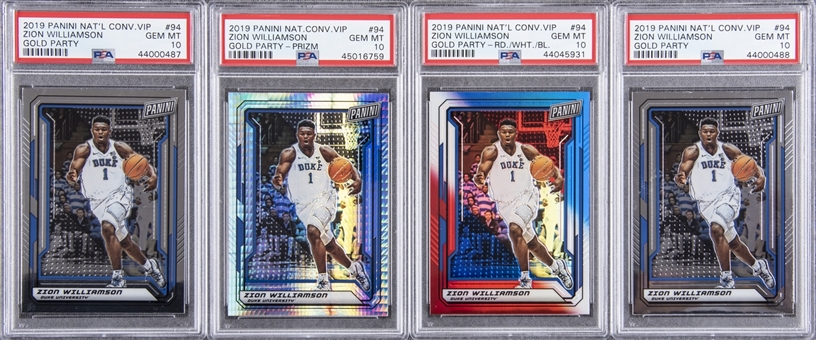 2019 Panini National Convention VIP #94 Zion Williamson "Gold Party" PSA GEM MT 10 Collection (4)